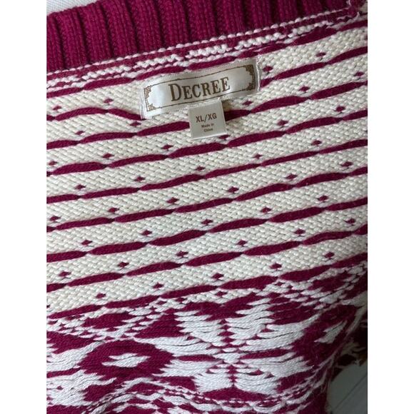 Decree Women’s Cropped Fair Isle Button-Up Burgundy Maroon Sweater Size X-Large - Picture 6 of 6